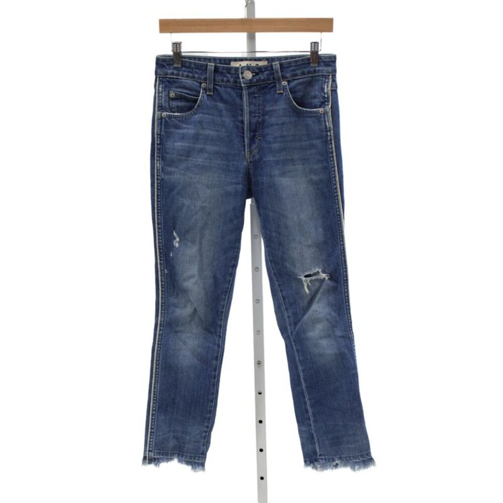 Amo Women Blue Cropped Mid Rise Cotton Jeans Size 27